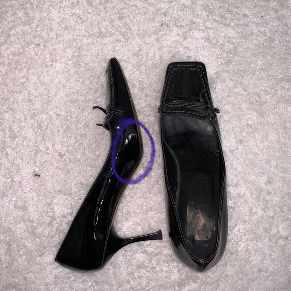 Anne Klein Square Toe Black Patent Theather Shoe - Picture 1 of 5